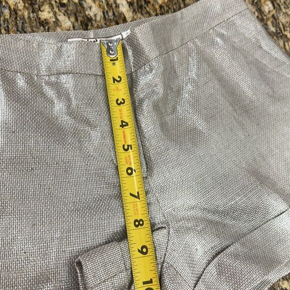 Mint Linen Cotton Silver Shimmer Mid Rise Shorts With Pockets Size 6 - Picture 10 of 10